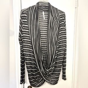 Hot Ginger Black and Silver Crisscross Long Sleeve Blouse